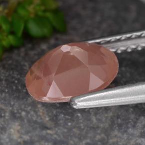 Labradorite andésine Miel Rouge naturelle Coupe ovale, 1.04 ct, Translucide