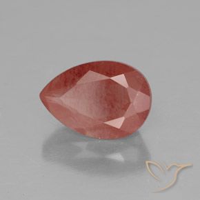 Labradorite andésine Rouge sang naturelle En forme de poire, 2.02 ct, Transparent / Translucide