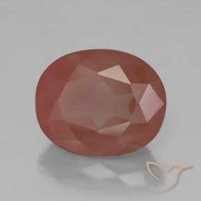 Labradorite andésine Rouge-orange naturelle ovale, 3.57 ct, Transparent / Translucide