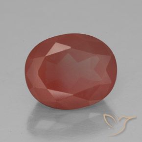 Labradorite andésine Rouge moyen naturelle ovale, 3.84 ct, Transparent / Translucide