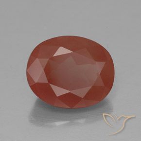 Labradorite andésine Rouge-orange naturelle ovale, 3.83 ct, Transparent / Translucide