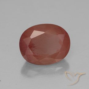 Labradorite andésine Rouge blush naturelle ovale, 3.01 ct, Transparent / Translucide