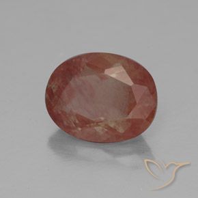 Labradorite andésine Rouge-orange naturelle ovale, 2.63 ct, Transparent