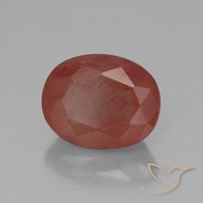 Labradorite andésine Rouge-orange naturelle ovale, 2.92 ct, Transparent / Translucide