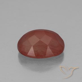 Labradorite andésine Rouge-orange naturelle ovale, 2.92 ct, Transparent / Translucide