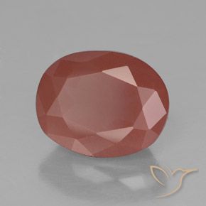 Labradorite andésine Orange rougeâtre pâle naturelle ovale, 2.59 ct, Transparent / Translucide