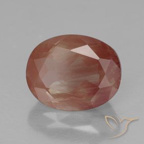 Labradorite andésine Orange rougeâtre pâle naturelle ovale, 2.94 ct, Transparent