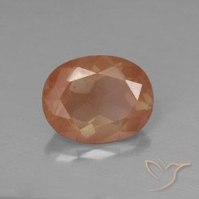Labradorite andésine Orange pamplemousse naturelle ovale, 2.59 ct, Transparent / Translucide