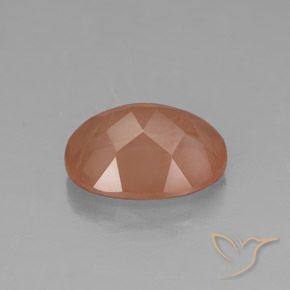 Labradorite andésine Orange pamplemousse naturelle ovale, 2.59 ct, Transparent / Translucide