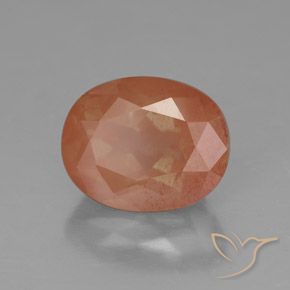 Labradorite andésine Orange moyen naturelle ovale, 3.08 ct, Transparent / Translucide