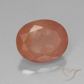 Labradorite andésine Orange rougeâtre naturelle ovale, 4.05 ct, Translucide