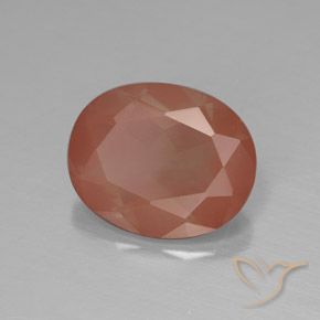 Labradorite andésine Orange rougeâtre pâle naturelle ovale, 3.10 ct, Translucide