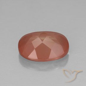 Labradorite andésine Orange rougeâtre pâle naturelle ovale, 3.10 ct, Translucide