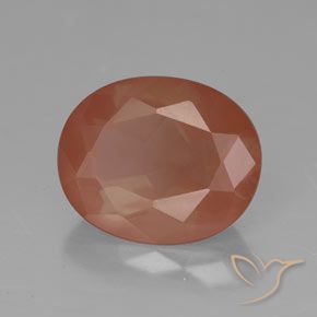 Labradorite andésine Orange rougeâtre pâle naturelle ovale, 3.40 ct, Translucide