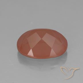 Labradorite andésine Orange rougeâtre pâle naturelle ovale, 3.40 ct, Translucide