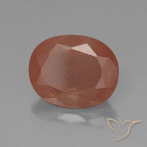 Labradorite andésine Orange pamplemousse naturelle ovale, 3.31 ct, Translucide