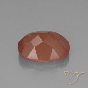 Labradorite andésine Orange pamplemousse naturelle ovale, 3.31 ct, Translucide