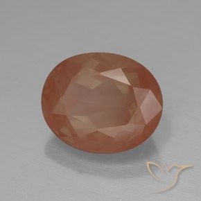 Labradorite andésine Orange moyen naturelle ovale, 3.78 ct, Transparent / Translucide