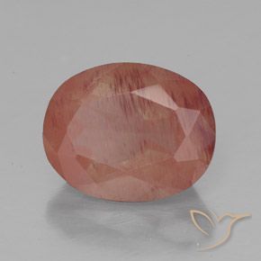 Labradorite andésine Rouge moyen naturelle ovale, 3.04 ct, Transparent / Translucide