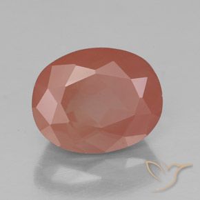 Labradorite andésine Orange rougeâtre pâle naturelle ovale, 3.00 ct, Transparent / Translucide