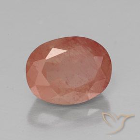 Labradorite andésine Orange rougeâtre pâle naturelle ovale, 2.06 ct, Transparent / Translucide