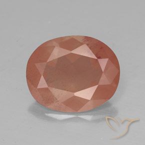 2.86ct Naturel Orange rougeâtre pâle Labradorite andésine, ovale, Transparent / Translucide