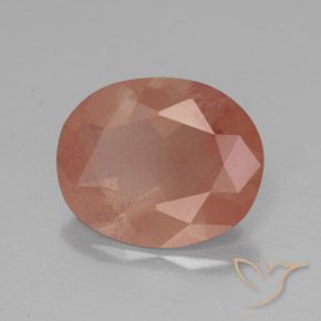 Labradorite andésine Orange rougeâtre pâle naturelle ovale, 2.86 ct, Transparent / Translucide