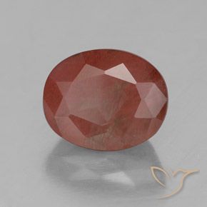 Labradorite andésine Rouge moyen naturelle ovale, 2.97 ct, Transparent