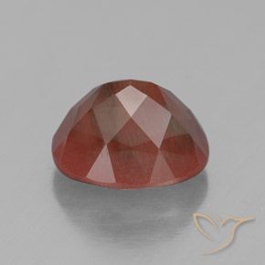 Labradorite andésine Rouge moyen naturelle ovale, 2.97 ct, Transparent