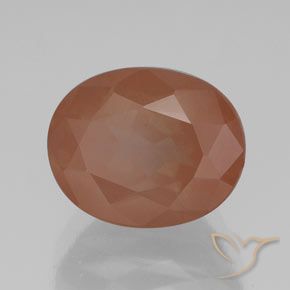 Labradorite andésine Orange moyen naturelle ovale, 3.06 ct, Transparent / Translucide