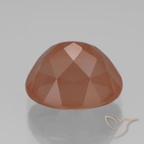 Labradorite andésine Orange moyen naturelle ovale, 3.06 ct, Transparent / Translucide