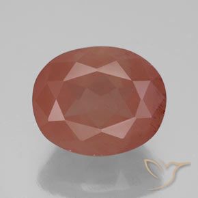 Labradorite andésine Orange rougeâtre pâle naturelle ovale, 4.17 ct, Transparent / Translucide