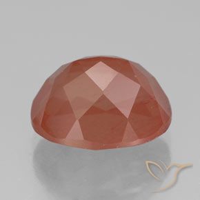 Labradorite andésine Orange rougeâtre pâle naturelle ovale, 4.17 ct, Transparent / Translucide