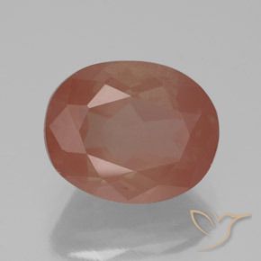 Labradorite andésine Rouge moyen naturelle ovale, 3.78 ct, Translucide