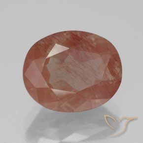 Labradorite andésine Rouge moyen naturelle ovale, 3.58 ct, Transparent / Translucide
