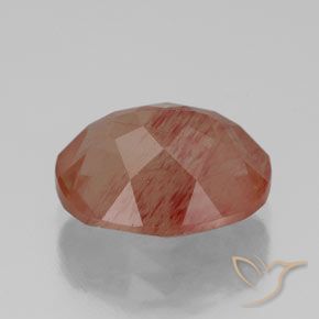 Labradorite andésine Rouge moyen naturelle ovale, 3.58 ct, Transparent / Translucide