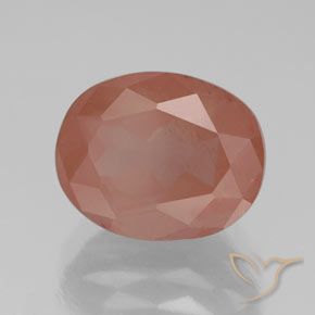 Labradorite andésine Rouge moyen naturelle ovale, 3.20 ct, Transparent / Translucide