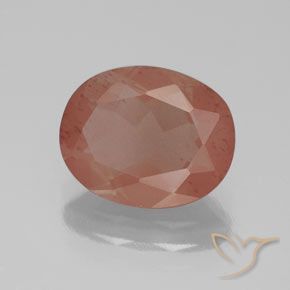 Labradorite andésine Orange rougeâtre pâle naturelle ovale, 2.44 ct, Transparent / Translucide