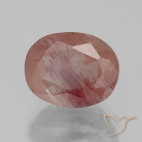 Labradorite andésine Orange rougeâtre pâle naturelle ovale, 3.06 ct, Transparent / Translucide