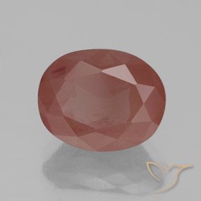 Labradorite andésine Orange rougeâtre pâle naturelle ovale, 2.77 ct, Transparent / Translucide