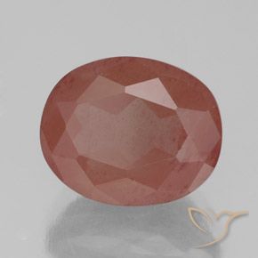 Labradorite andésine Rouge moyen naturelle ovale, 3.87 ct, Transparent / Translucide