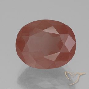 Labradorite andésine Orange rougeâtre pâle naturelle ovale, 3.58 ct, Transparent / Translucide