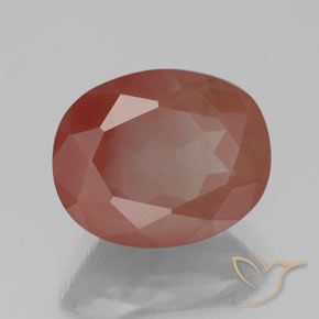 Labradorite andésine Orange rougeâtre pâle naturelle ovale, 3.26 ct, Transparent / Translucide