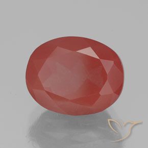 Labradorite andésine Rouge moyen naturelle ovale, 3.05 ct, Transparent / Translucide
