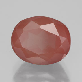 Andésine labradorite rouge naturelle coupe ovale, 4,07 ct, translucide
