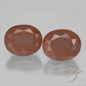 7.60ctw Naturel Orange rougeâtre Labradorite andésine, ovale, Transparent / Translucide
