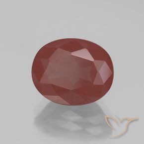 Labradorite andésine Rouge-orange naturelle ovale, 2.87 ct, Transparent / Translucide