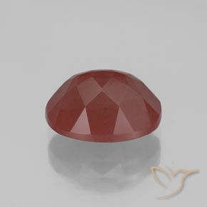Labradorite andésine Rouge-orange naturelle ovale, 2.87 ct, Transparent / Translucide