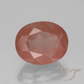 Labradorite andésine Orange rougeâtre pâle naturelle ovale, 3.65 ct, Transparent / Translucide