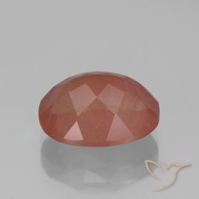 Labradorite andésine Orange rougeâtre pâle naturelle ovale, 3.65 ct, Transparent / Translucide